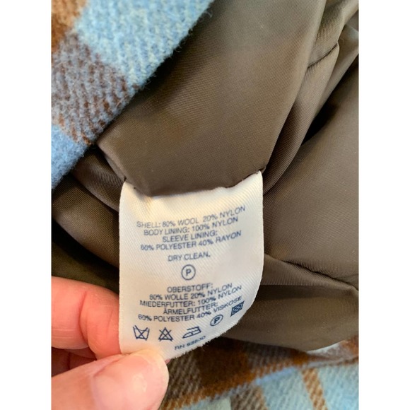 Lands’ End wool blue plaid hooded duffle coat S - Picture 6 of 7